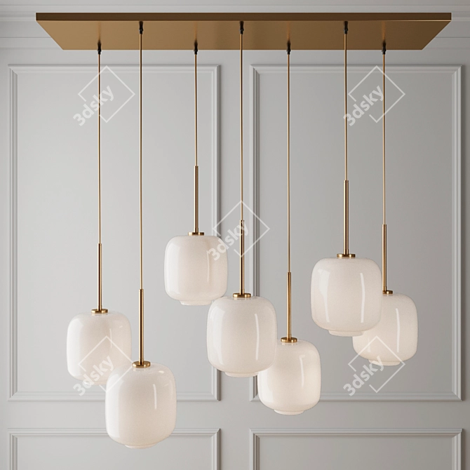 Sculptural Pebble Milk Chandelier 3D model image 1