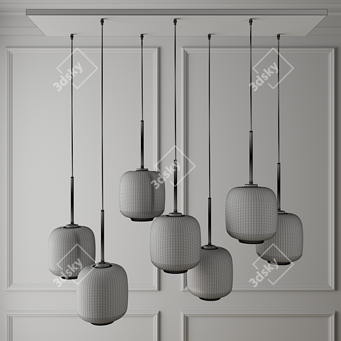 Sculptural Pebble Milk Chandelier 3D model image 2