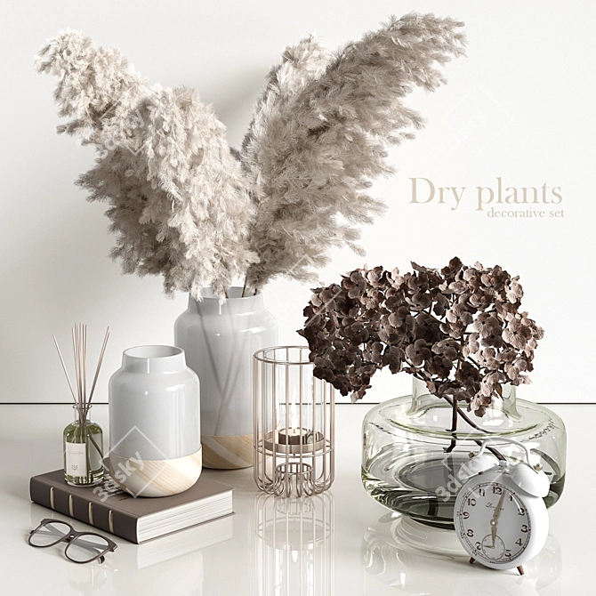 Botanical Bliss: Dry Plant Decor Set 3D model image 1