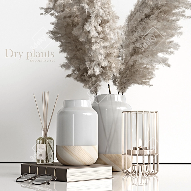 Botanical Bliss: Dry Plant Decor Set 3D model image 2