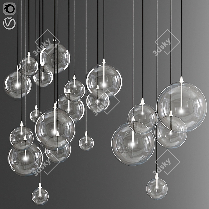 Globe Glass Cluster Chandelier 3D model image 1