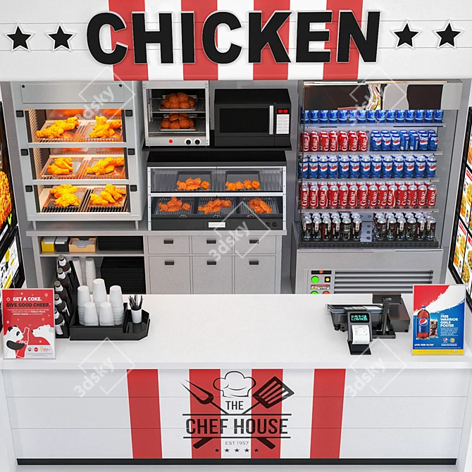 JC Fastfood Kiosk: The Perfect Blend of Food and Coffee 3D model image 2