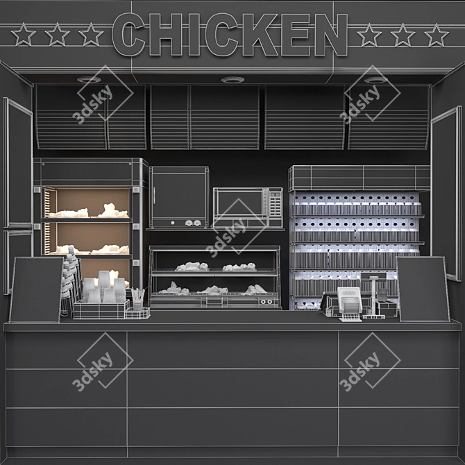 JC Fastfood Kiosk: The Perfect Blend of Food and Coffee 3D model image 5