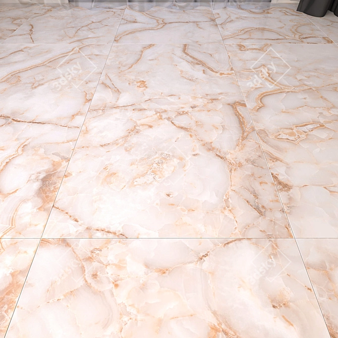 Elegant Agata Beige Marble Flooring 3D model image 1