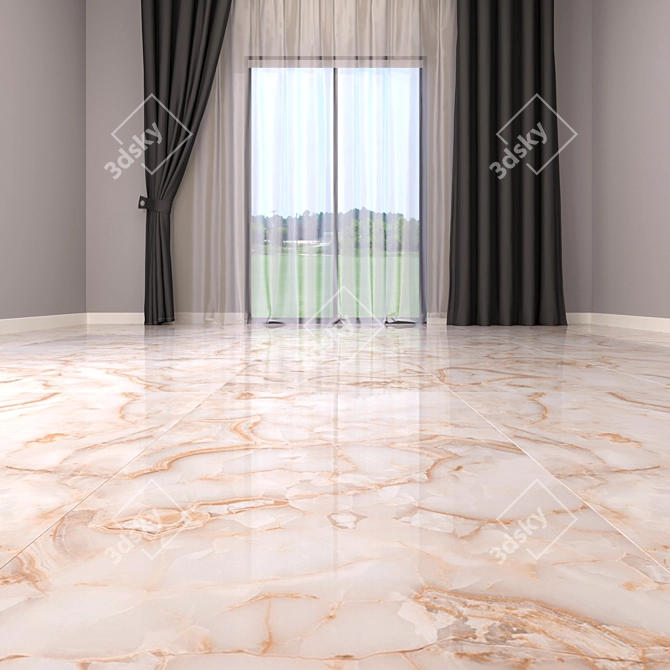 Elegant Agata Beige Marble Flooring 3D model image 2