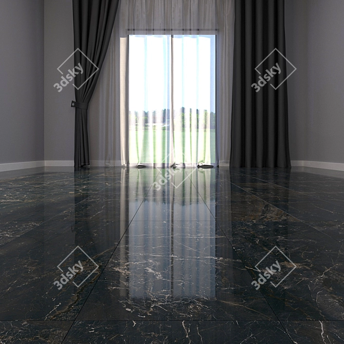 Carelia Black Marble Floor Set 3D model image 2