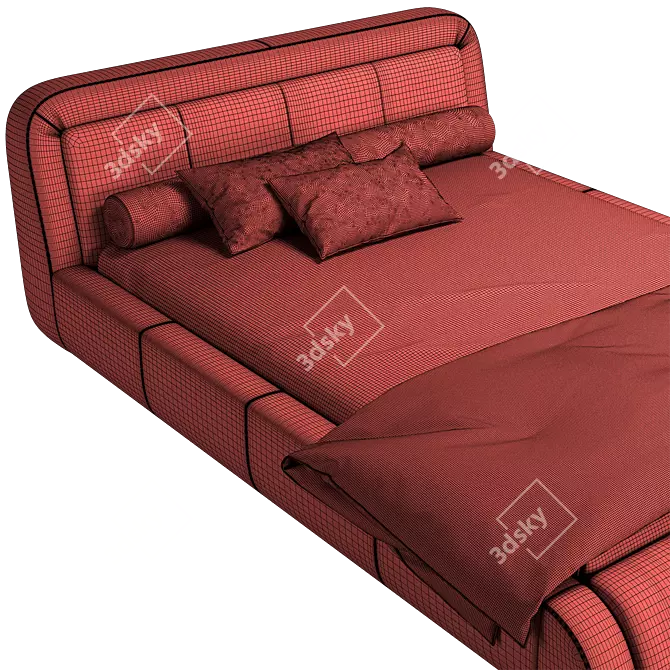 Modern European Leather Bed Frame 3D model image 5