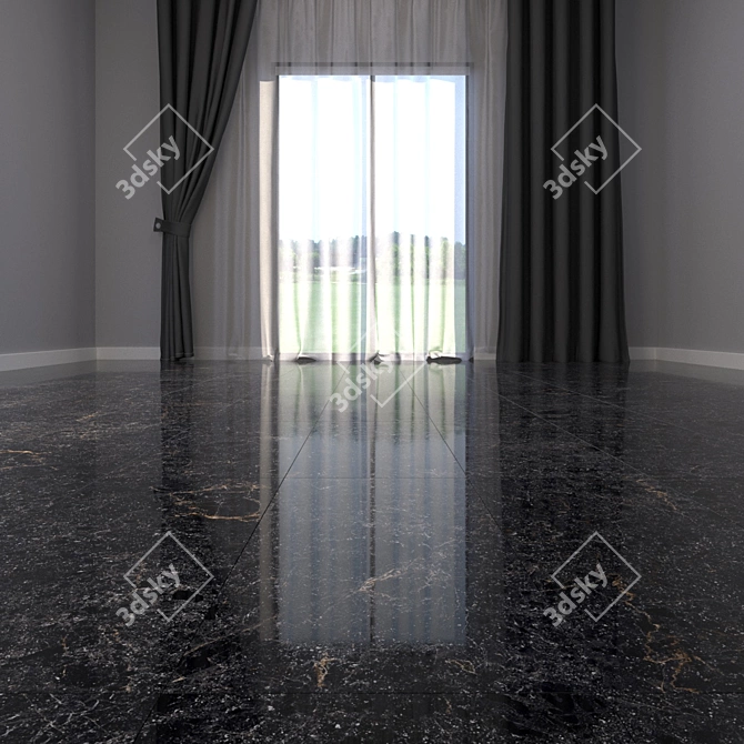 Cosmos Black Marble Floor Set 3D model image 2