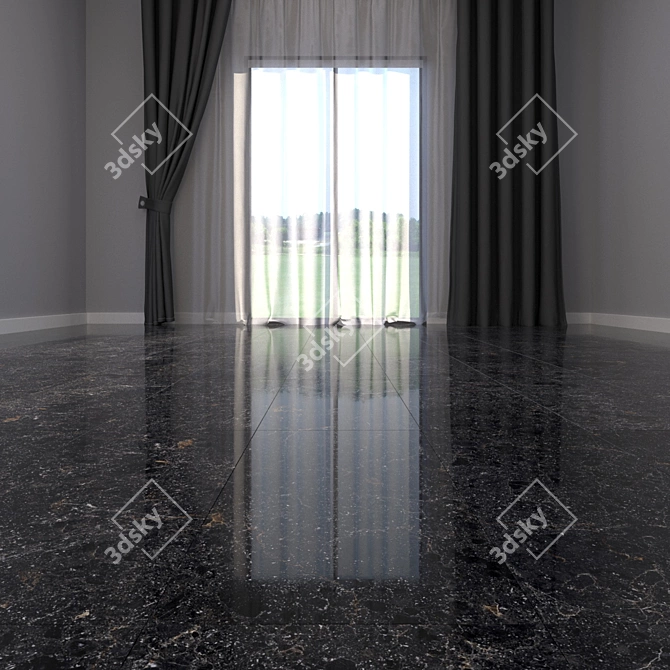 Luxurious Cosmos Black Marble Floor Set 3D model image 2