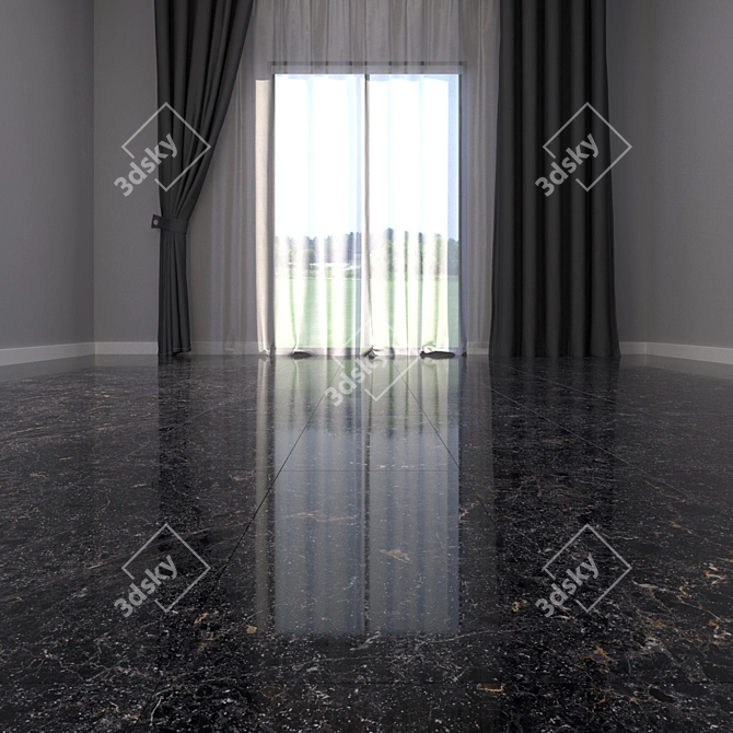 Cosmos Black Marble Floor Set 3D model image 2