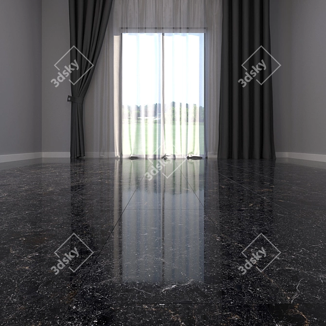 Cosmos Black Marble Floor Set 3D model image 2