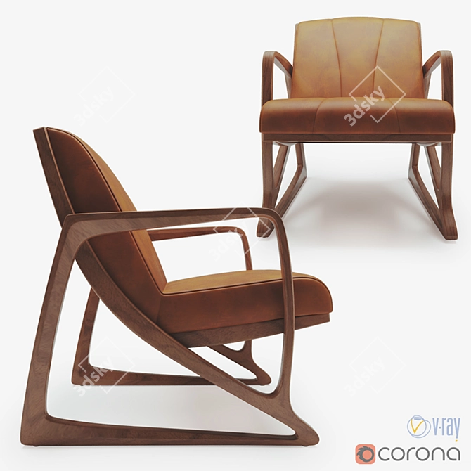 Sleek Lupita Lounge Chair: Superior Comfort & Style 3D model image 2