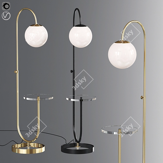 Bauhaus Chrome Gold Lamp: Vintage-inspired Lighting 3D model image 1