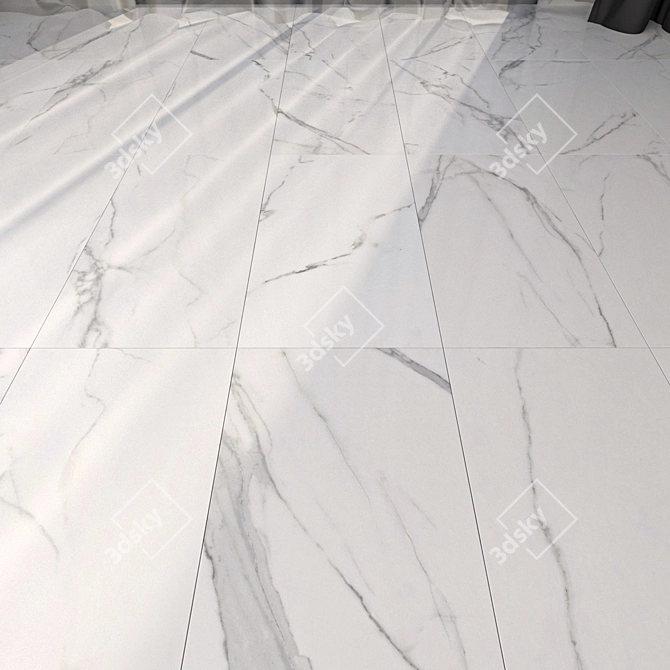 Elegant White Marble Flooring 3D model image 1