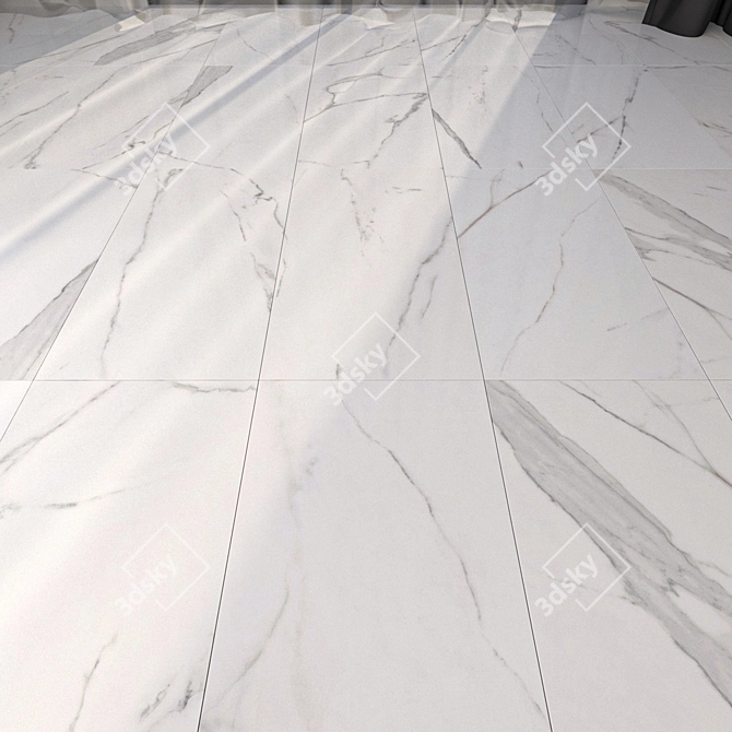 Elegant Afyon White Marble Flooring 3D model image 1