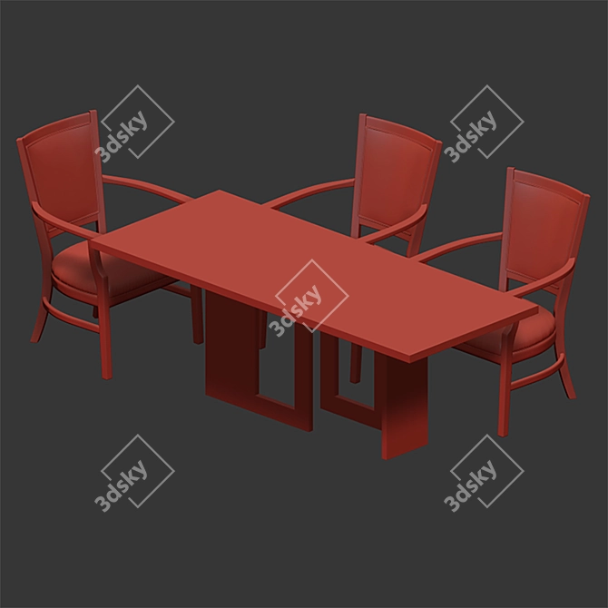 Modern Table & Chair Set 3D model image 2