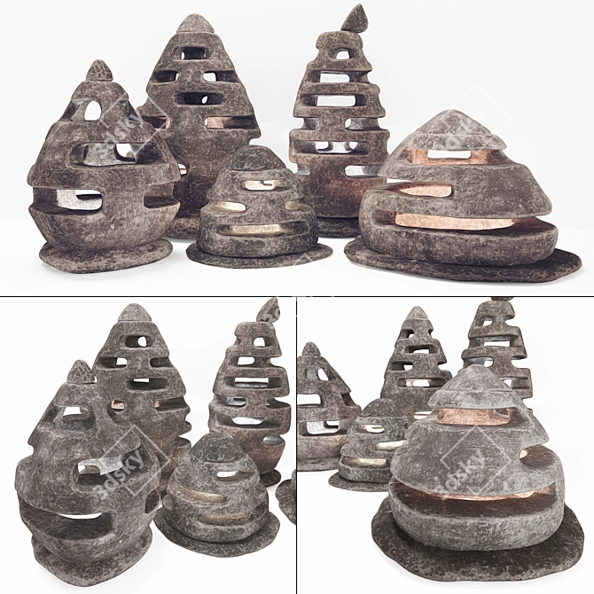 Urban Glow Stone Lights 3D model image 1