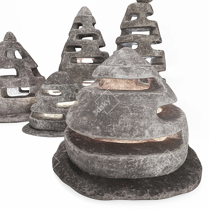 Urban Glow Stone Lights 3D model image 3