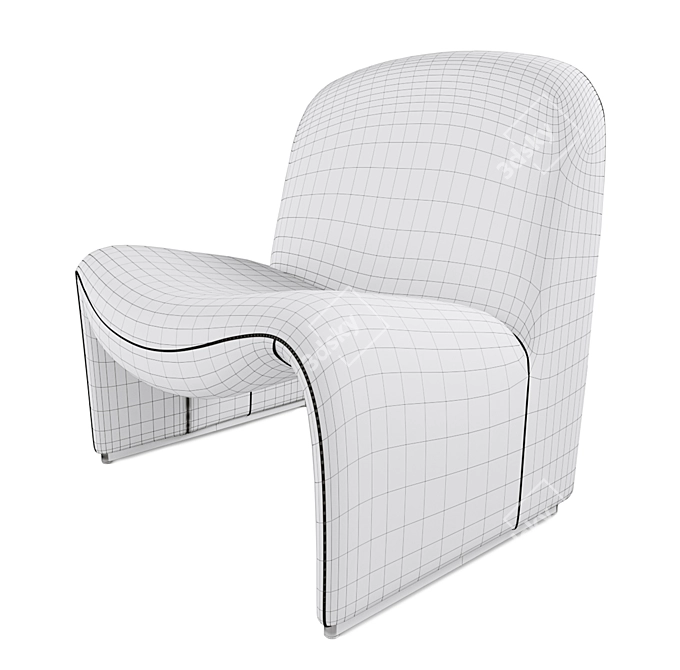 Retro Chic Alky Lounge Chair 3D model image 4