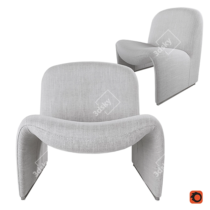 Retro Chic Alky Lounge Chair 3D model image 5