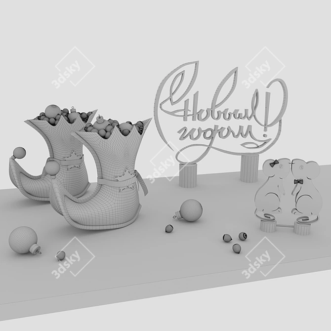 Festive Elf Boots Set 3D model image 3