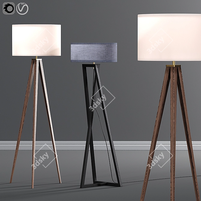 Modern Floor Lamps Set - Elegant Lighting Solution 3D model image 1