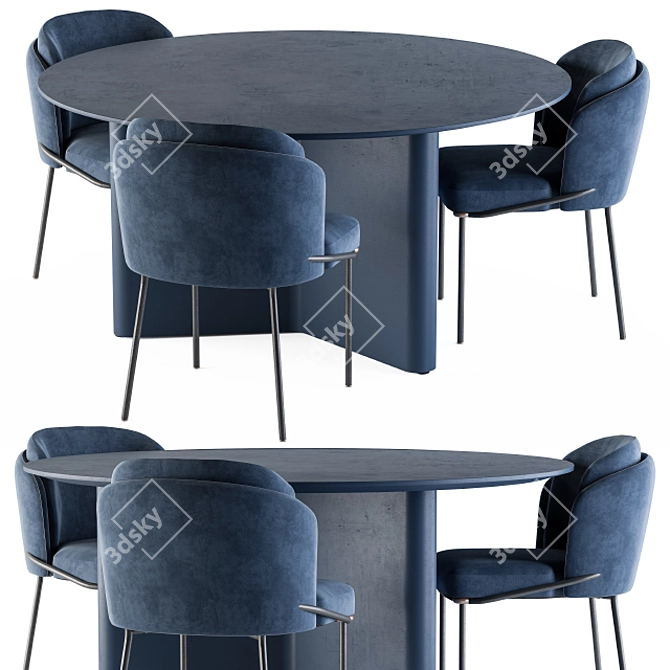Luxury Modern Blue Dining Set 3D model image 1
