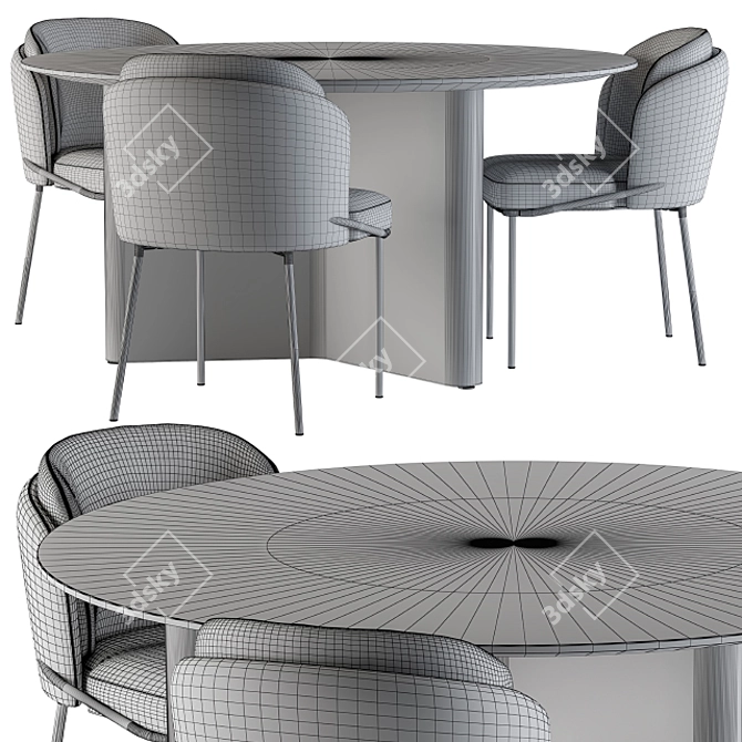 Luxury Modern Blue Dining Set 3D model image 3