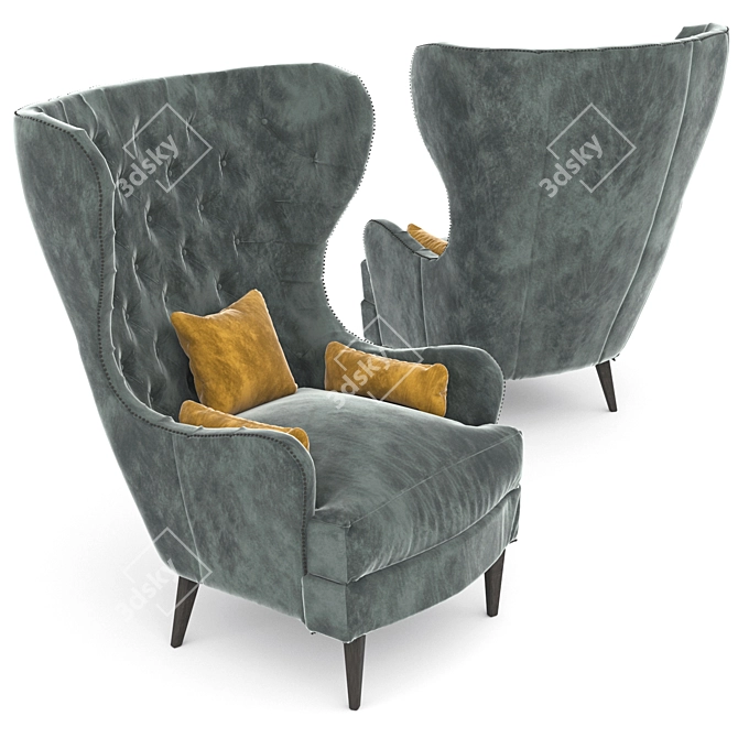 Elegant Tufted Wing Chair 3D model image 1