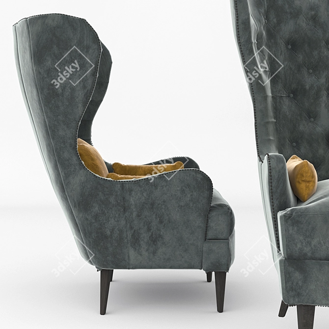 Elegant Tufted Wing Chair 3D model image 2