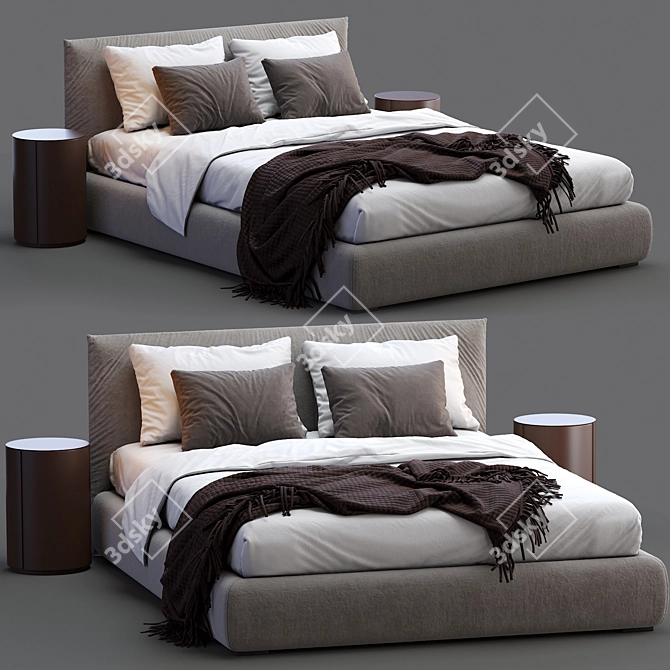 Modern Meridiani Scott Bed 3D model image 1