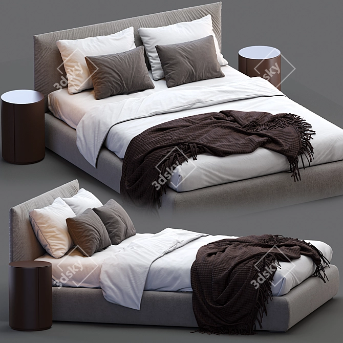 Modern Meridiani Scott Bed 3D model image 2