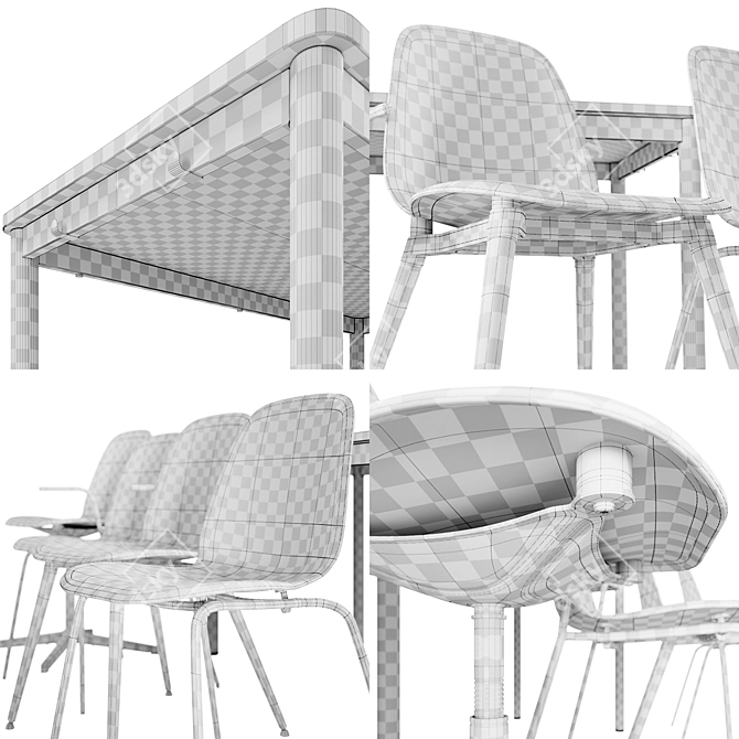 Modern IKEA Table and Chair Set 3D model image 4