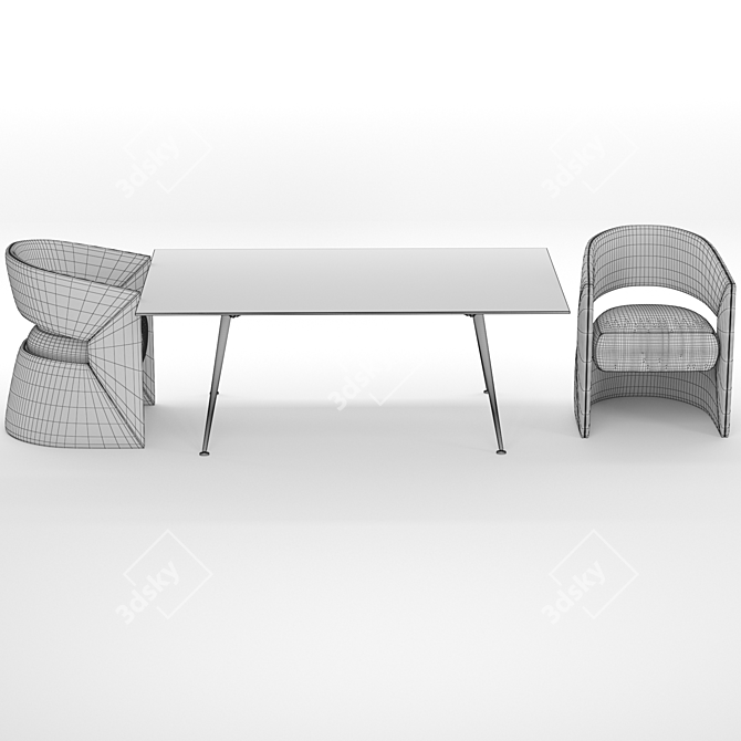 Premium Leather Spider Dining Table 3D model image 4