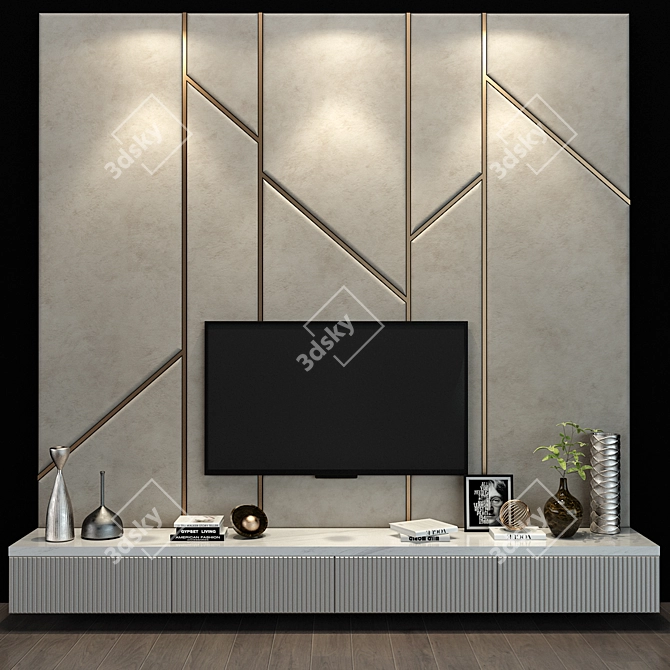 Modern TV Shelf 099 3D model image 1