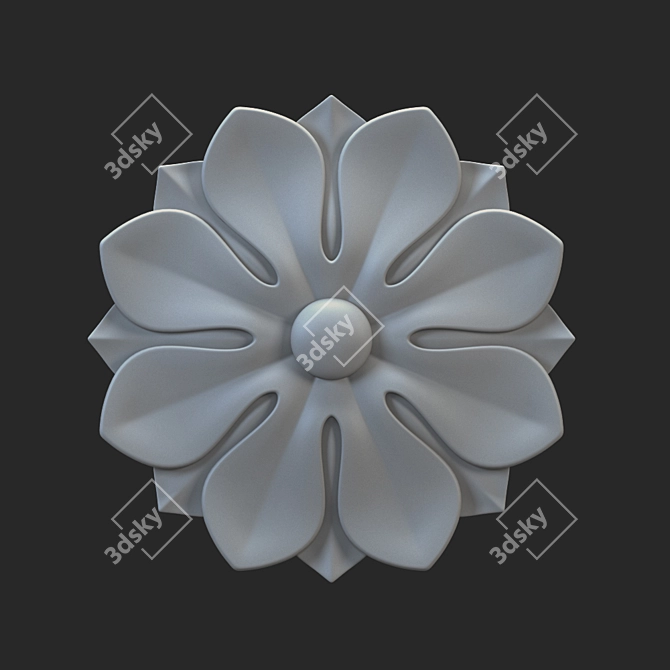 Elegant Carved Rosette Accent 3D model image 1