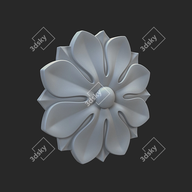 Elegant Carved Rosette Accent 3D model image 2