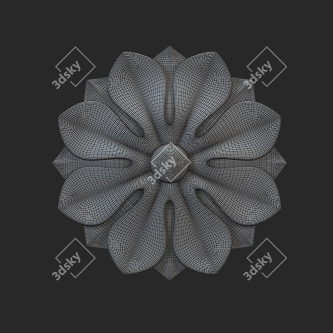 Elegant Carved Rosette Accent 3D model image 3