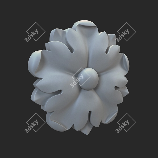 Elegant Carved Rosette Design 3D model image 2