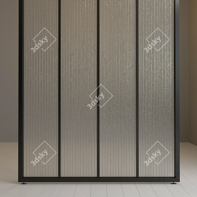 Versatile Glass Partition: Metal Frame, Frosted Glass 3D model image 3