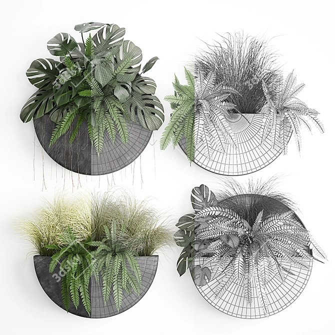 Vertical Green Wall for Indoor Gardening 3D model image 3