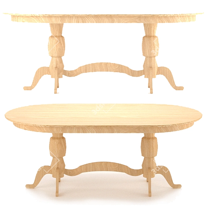 Elegant Oak Dining Table 3D model image 1