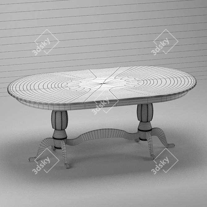 Elegant Oak Dining Table 3D model image 5