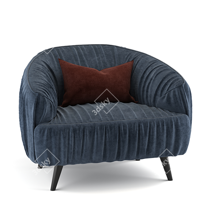 Sigmund Blue Armchair with Red Cushion 3D model image 1