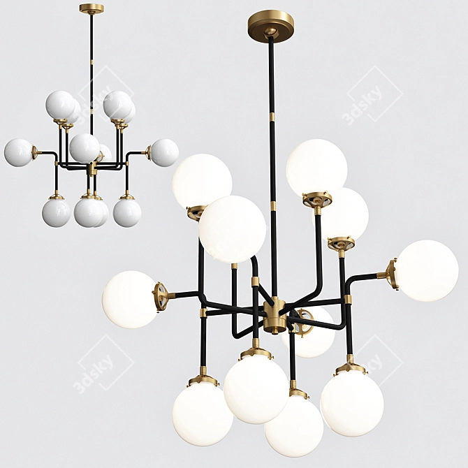  RH Bistro Globe Milk Glass 12-Light Chandelier 3D model image 1