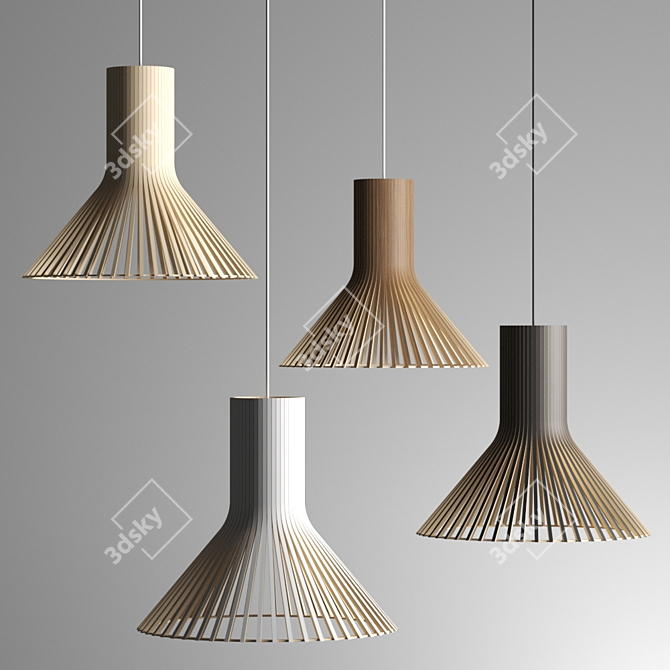 Sculpted Birch Pendant Lamp 3D model image 1