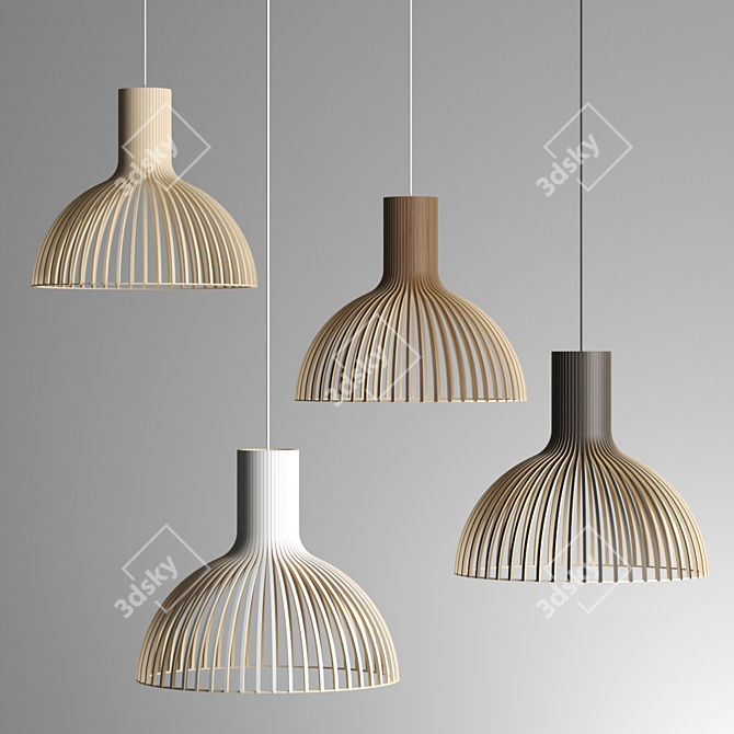 Sleek Birch Pendant Lamp 3D model image 1