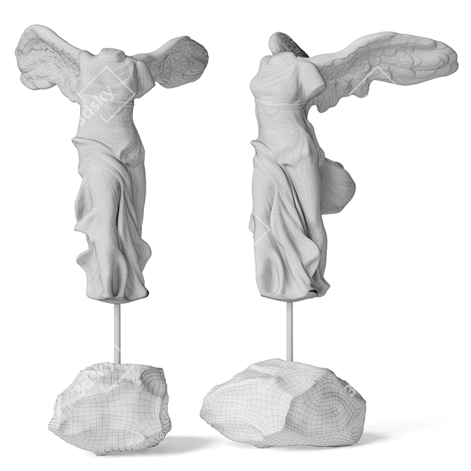 Crystal Samothrace Victory Sculpture 3D model image 4