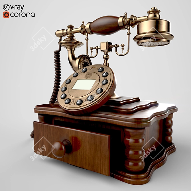 Vintage Rustic Telephone 3D model image 1