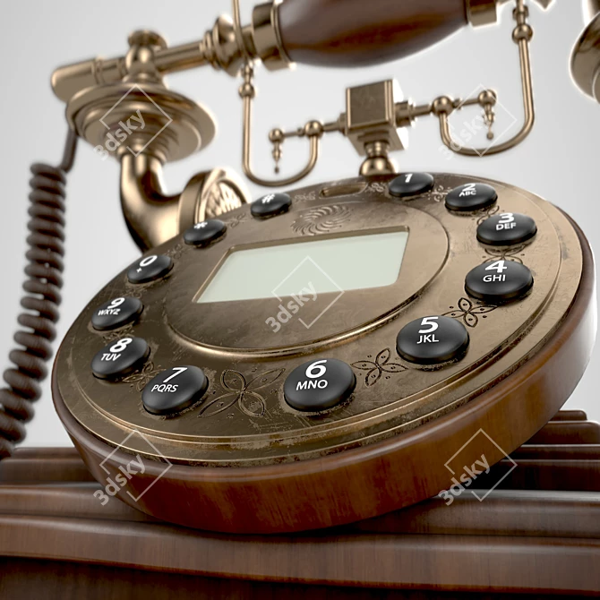 Vintage Rustic Telephone 3D model image 2